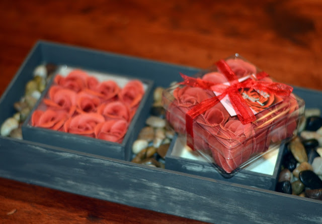 roses inside a wooden box roses