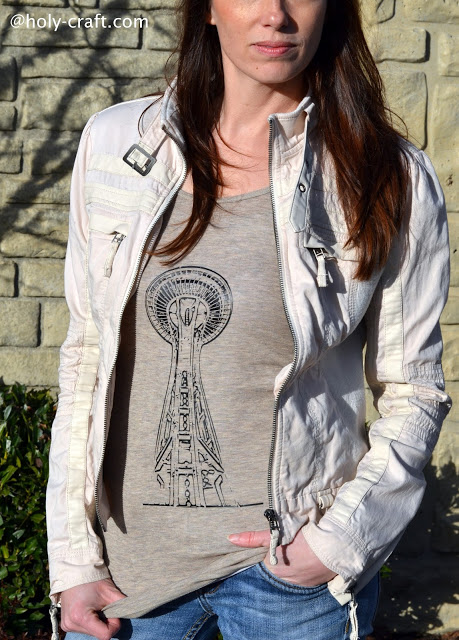 seattle space needle handmade t-shirt heat transfer vinyl space needle shirt