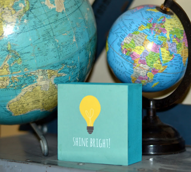 Shine Bright DIY sign from scrapbook paper
