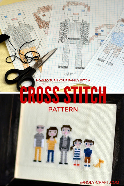 How to turn your family into a cross stitch pattern and create a family cross stitch portrait family cross stitch portrait