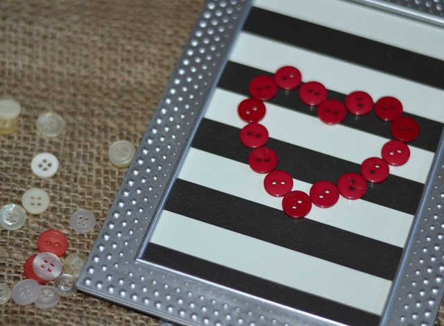 Valentine's day button heart framed art Valentine's day button heart art