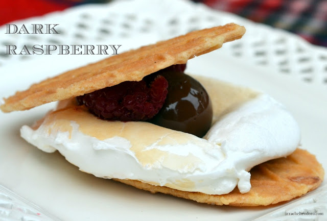 dark chocolate Lindt truffle on a waffle cookie s'more