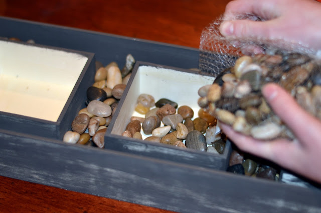 wooden box filled with rocks for planter unique succulent box with rocks
