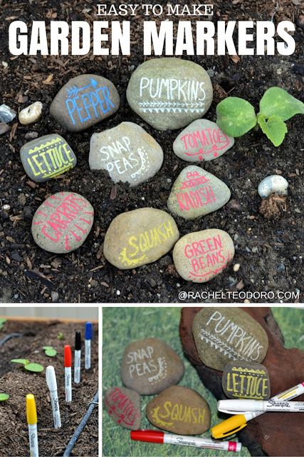 Create an easy to make garden marker with beach rocks Sharpie oil based paint pen markers